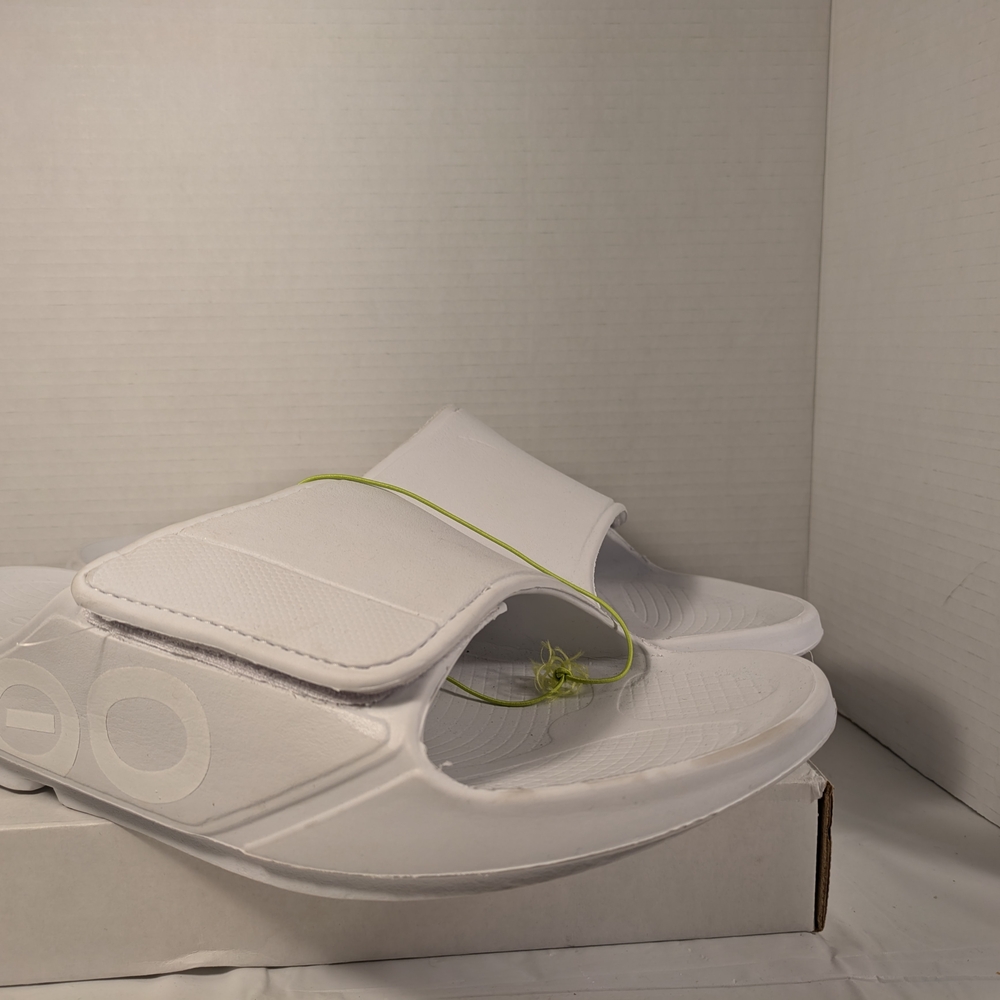 Oofos White Slide Sandals